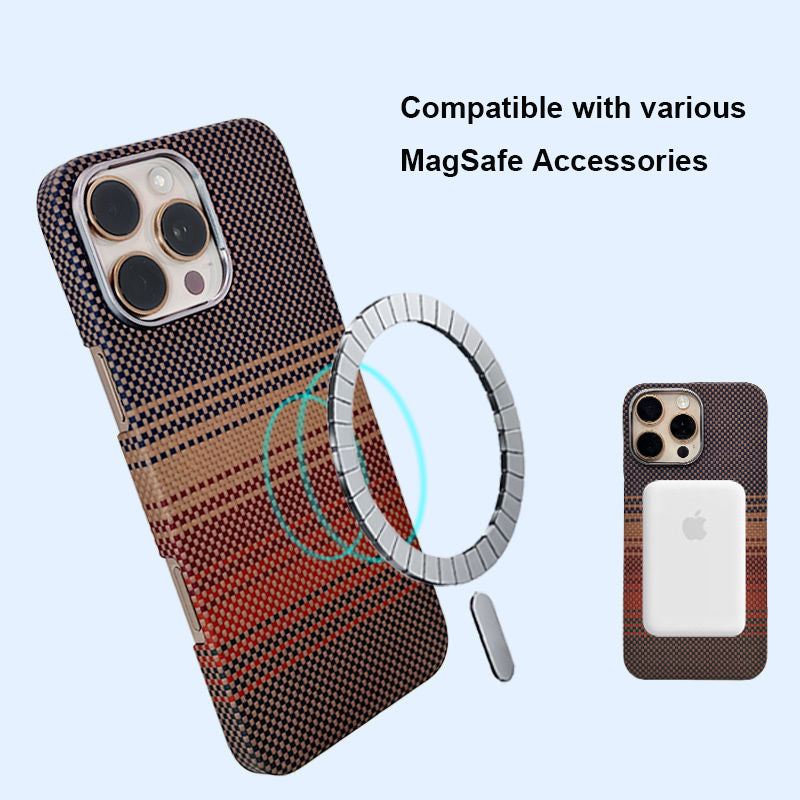 600D Ultra-Thin MagSafe Aramid Fiber Moonrise Sunset Phone Case for iPhone 16 Pro 16 Pro Max