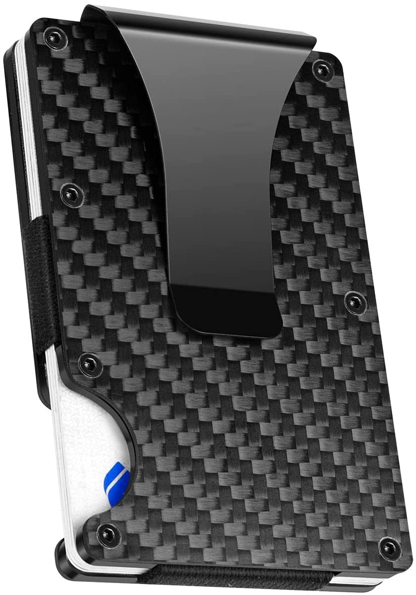 Carbon Fiber Minimalist Wallets for Men, Slim Metal Rfid Wallets with Money Clip, Credit Card Holder Wallet, Gift for Men