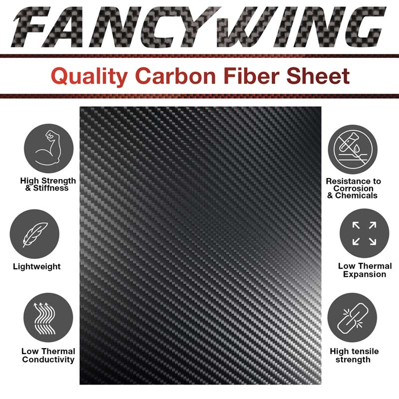 FANCYWING Twill/Plain Weave Carbon Fiber Sheets 240X240mm (0.5-6MM Thickness)
