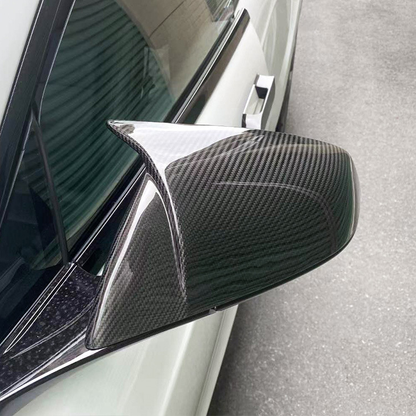 Tesla Model 3/Y/S/X Dry Carbon Fiber Horn Style Rearview Mirror Cover