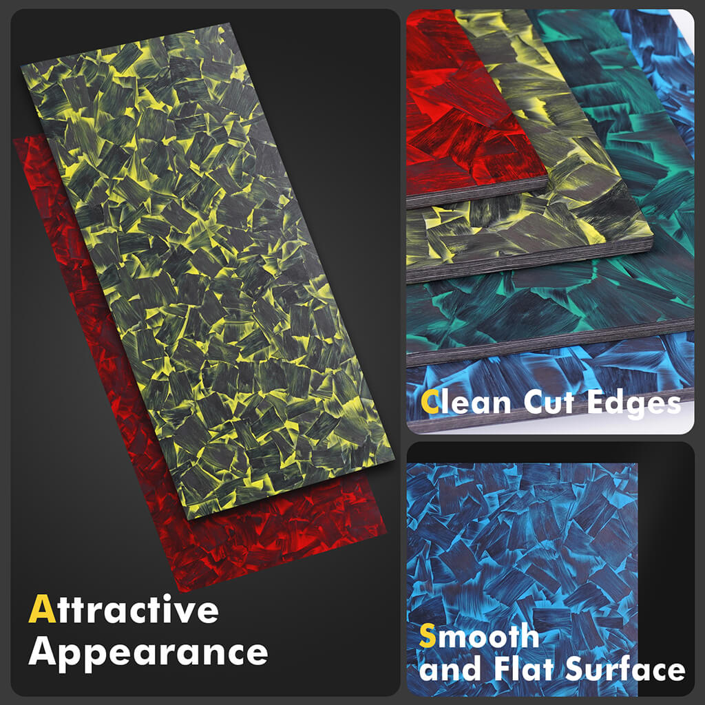 Colored Carbon Fiber Sheet, Forged Pattern Carbon Composite Laminate Plate-Small Sizes(100x250mm, 240x240mm, 200x300mm,200x400mm)