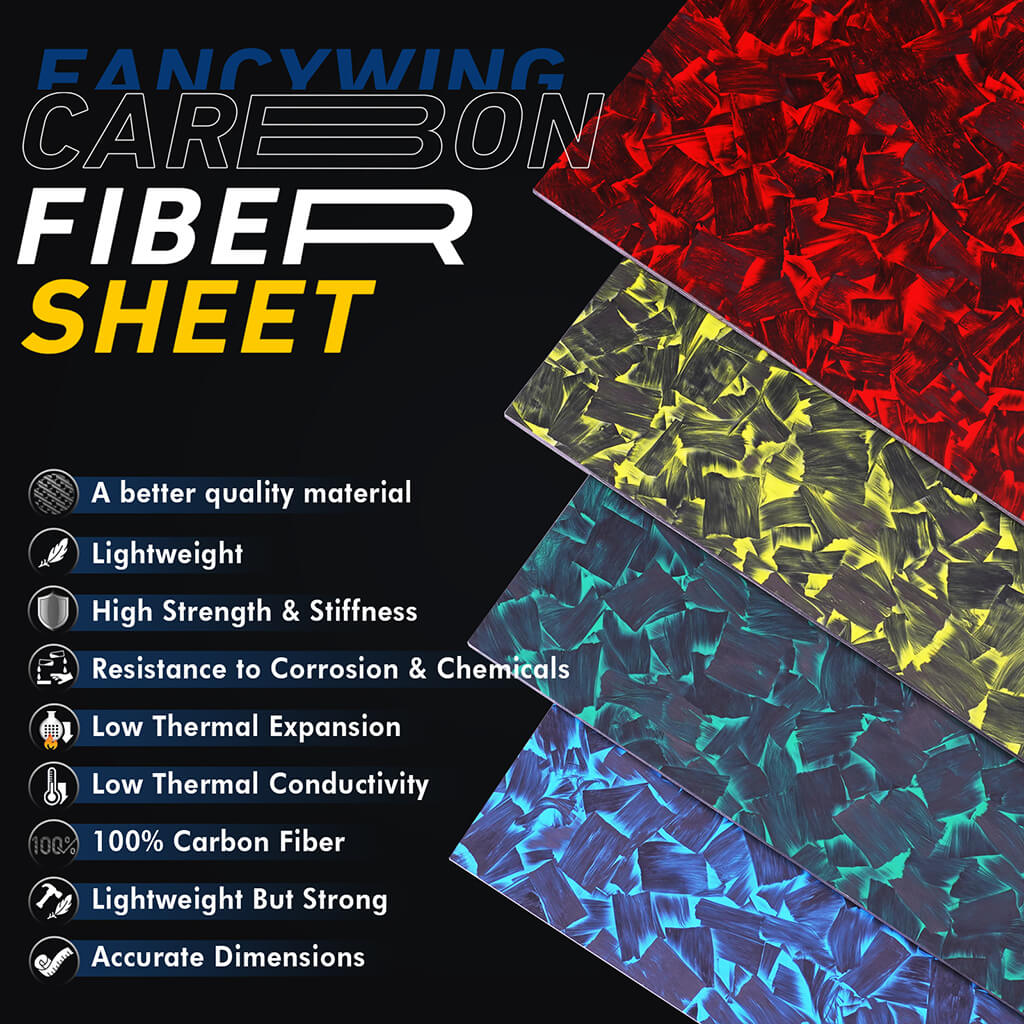 Colored Carbon Fiber Sheet, Forged Pattern Carbon Composite Laminate Plate-Small Sizes(100x250mm, 240x240mm, 200x300mm,200x400mm)