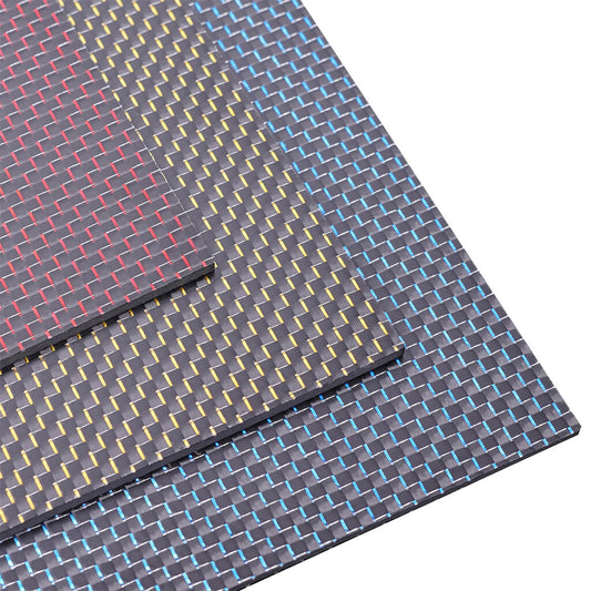 Metallic Carbon Fiber Sheet, Colorful Carbon Composite Laminate Plate Board with Metallic Threads-Small Sizes(100x250mm, 240x240mm, 200x300mm,200x400mm)