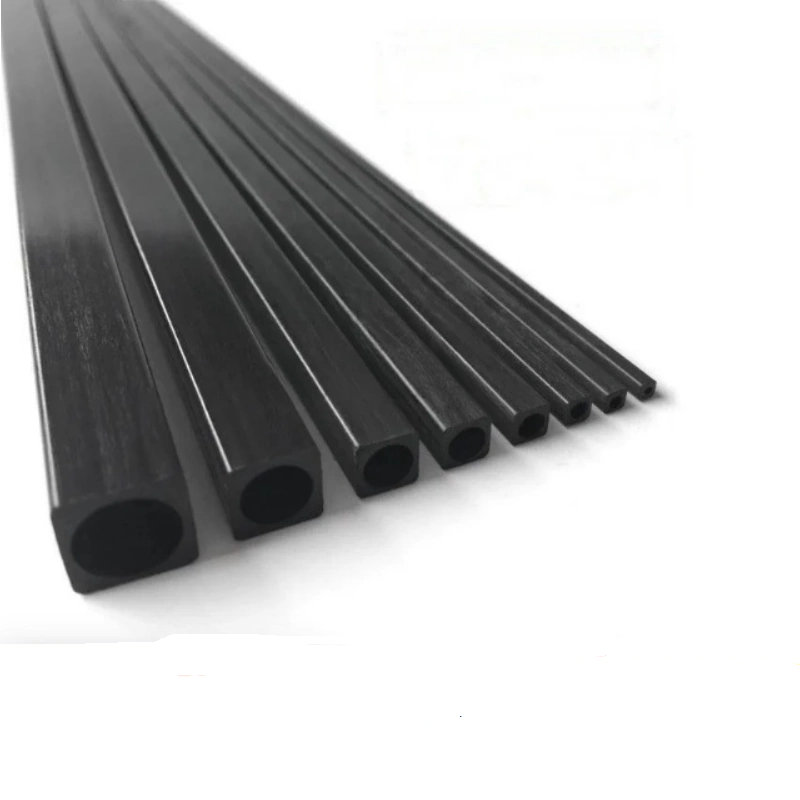 Fancywing 2PCS High Strength 3K Full Carbon Fiber Square Tube 500mm Outer Square Inner Round