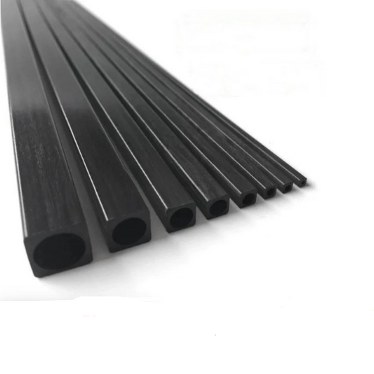 Fancywing 2PCS High Strength 3K Full Carbon Fiber Square Tube 500mm Outer Square Inner Round