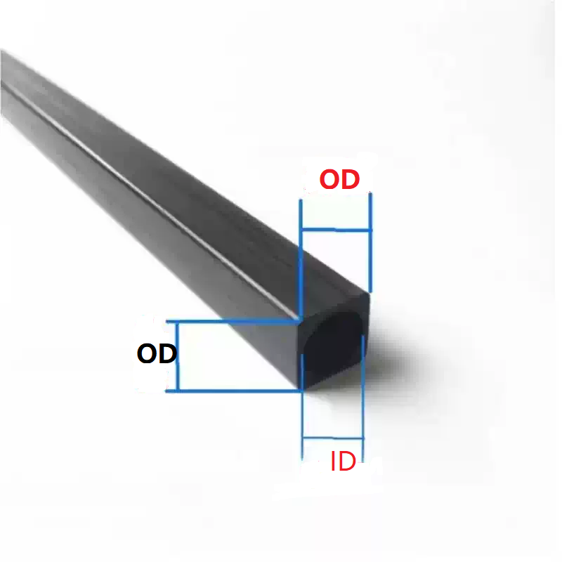 Fancywing 2PCS High Strength 3K Full Carbon Fiber Square Tube 500mm Outer Square Inner Round