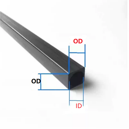 Fancywing 2PCS High Strength 3K Full Carbon Fiber Square Tube 500mm Outer Square Inner Round
