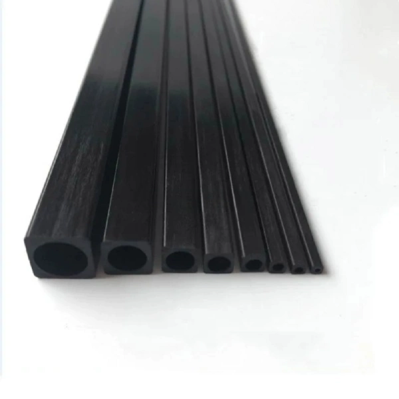 Fancywing 2PCS High Strength 3K Full Carbon Fiber Square Tube 500mm Outer Square Inner Round