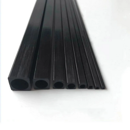 Fancywing 2PCS High Strength 3K Full Carbon Fiber Square Tube 500mm Outer Square Inner Round