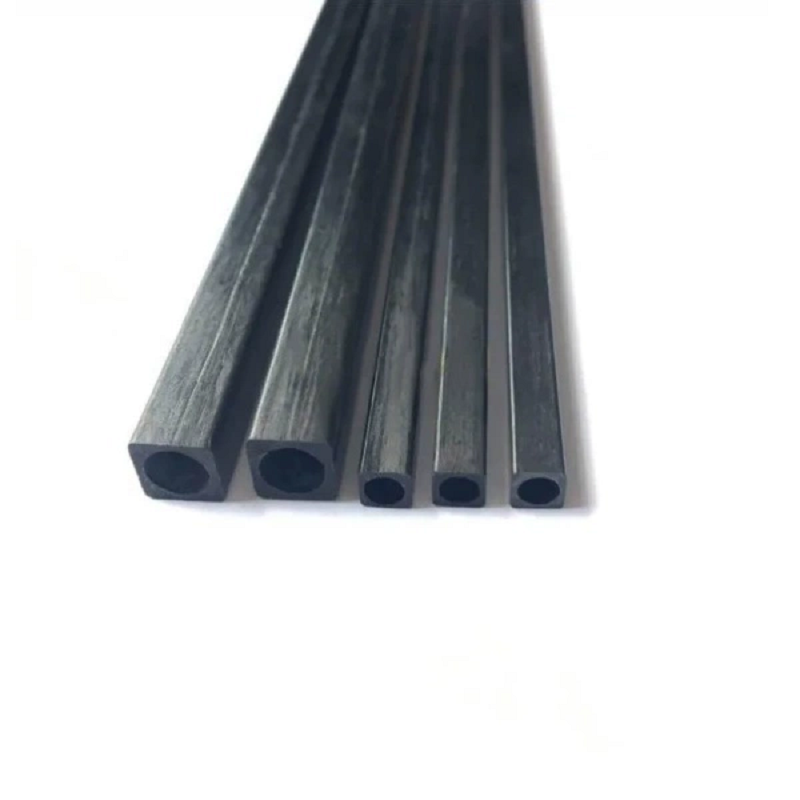 Fancywing 2PCS High Strength 3K Full Carbon Fiber Square Tube 500mm Outer Square Inner Round