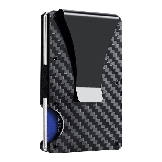 Carbon Fiber Minimalist Wallets for Men, Slim Metal Rfid Wallets with Money Clip, Credit Card Holder Wallet, Gift for Men
