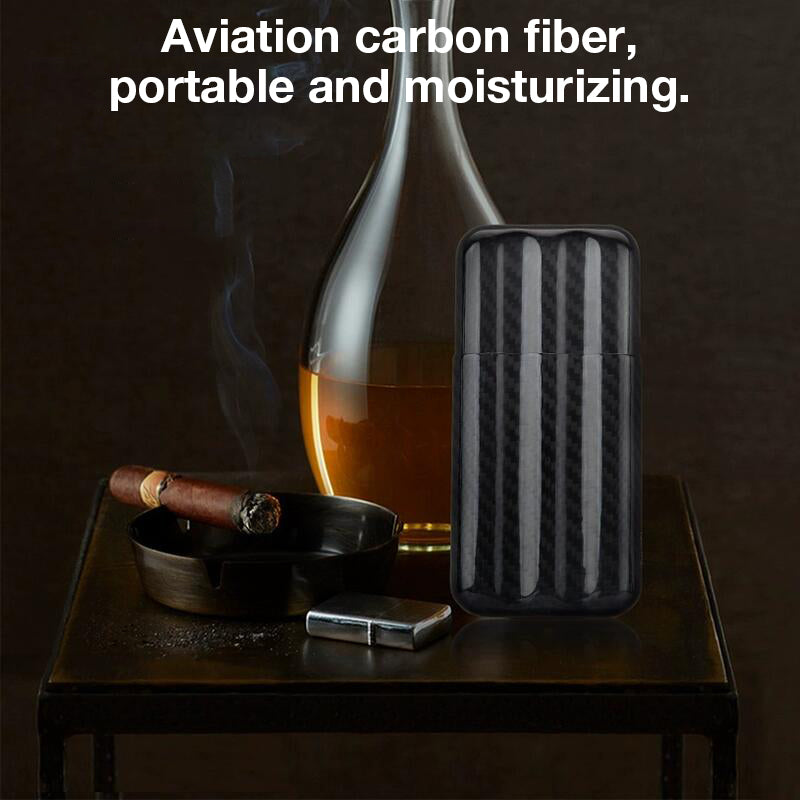 3K Twill Glossy Portable Carbon Fiber Cigar Travel Carrying Case Humidor