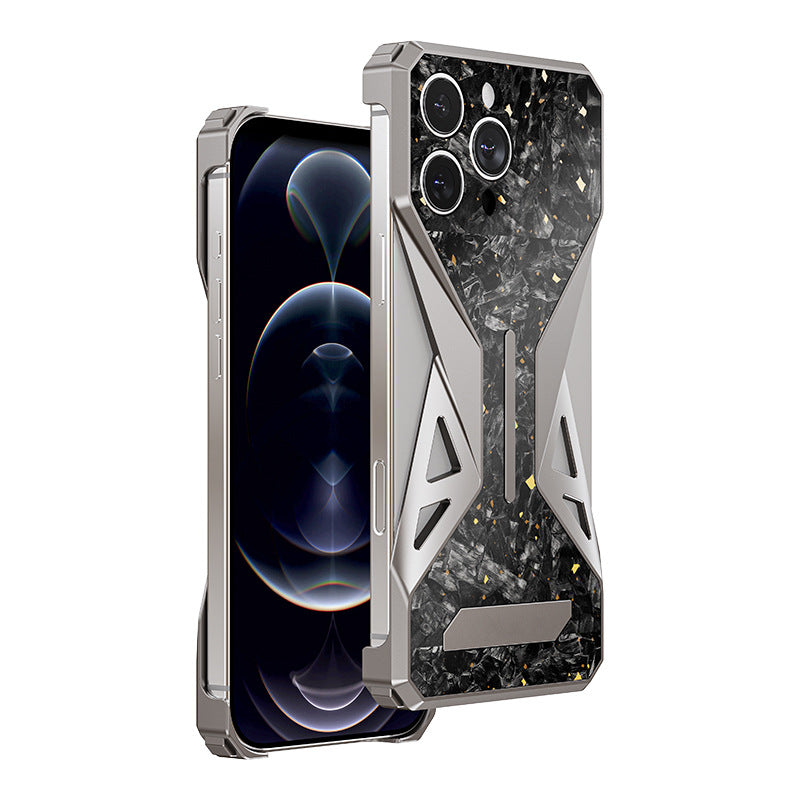 Forged Carbon Fiber + Aluminum Alloy Phone Case for iPhone 15/16 Pro 16 Pro Max