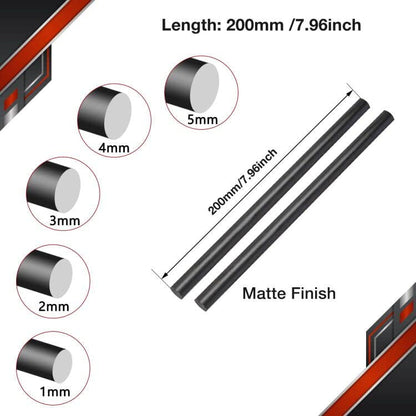 FANCYWING 200MMX 1MM to 10MM Carbon Fiber Rod for RC Airplane DIY Craft (5 PCS)