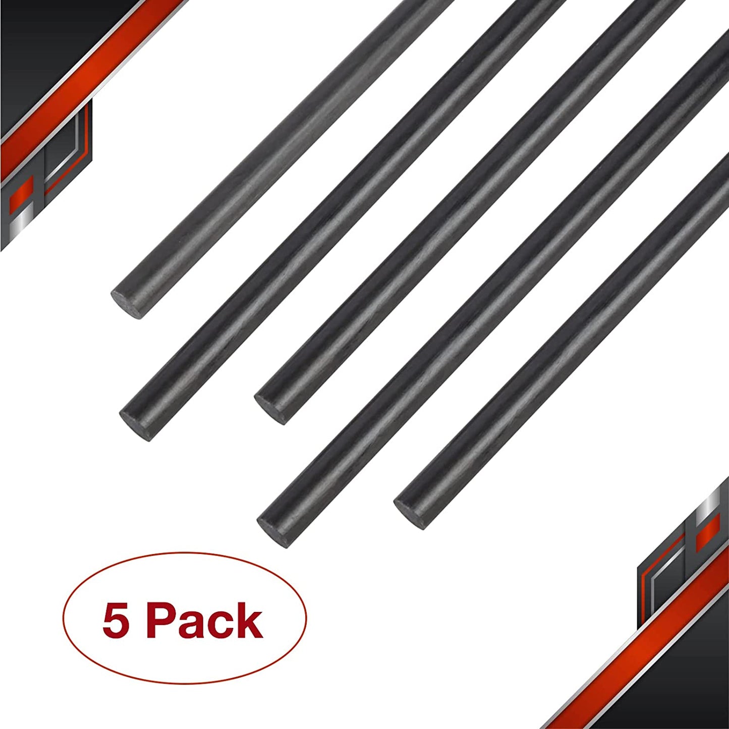 FANCYWING 400MMX 1.0MM 1.5MM 2.0MM 2.5MM 3.0MM 4.0MM 5.0MM 5 PCS Carbon Fiber Rod for RC Airplane DIY Craft 4mm Matte Pole 400mm