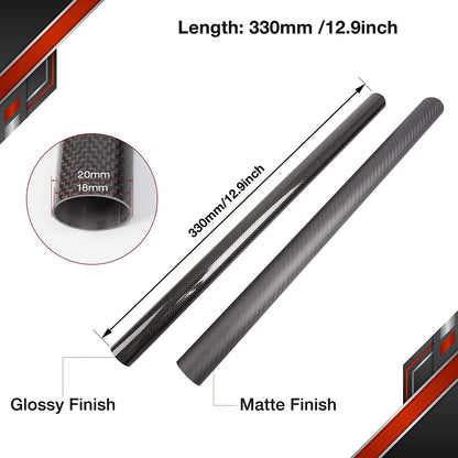 FANCYWING 330mm 14mm x 16mm x 330mm Carbon Fiber Tubes Glossy Surface 3K Roll Wrapped 100% Pure for Quadcopter Multicopter (2PCS /4PCS)