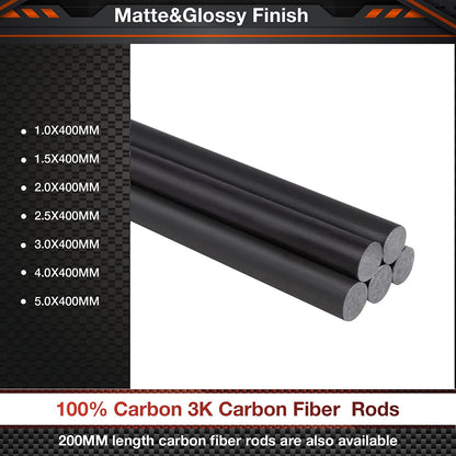 FANCYWING 400MMX 1.0MM to 10.0MM Carbon Fiber Rod (5 PCS)