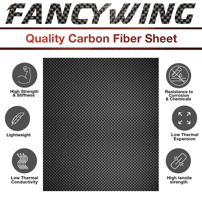 FANCYWING Large Carbon Fiber Sheets 400X500X0.5MM 1.0MM 1.5MM 2.0MM 2.5MM 3.0MM 3.5MM 4.0MM 4.5MM 5.0MM 6.0MM 100% 3K Carbon Fiber Plate Twill&PlainWeave