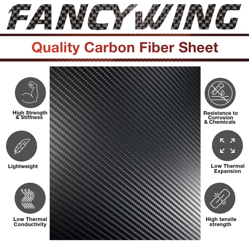 FANCYWING Large Carbon Fiber Sheets 330X600/500X600X0.5MM 1.0MM 1.5MM 2.0MM 2.5MM 3.0MM 3.5MM 4.0MM 4.5MM 5.0MM 6.0MM 100% 3K Carbon Fiber Plate Twill&PlainWeave